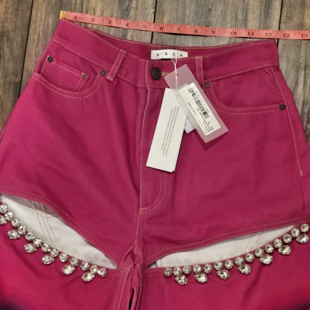 AREA Ombre Pink and Blue Tie-Dye Wide-leg Pants sz 25 - Picture 6 of 12